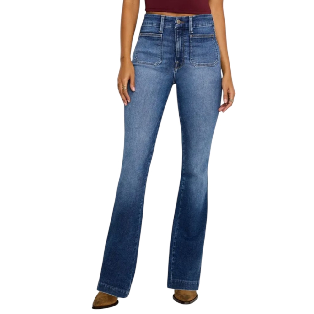 Good American Good Curve Super High-Rise Bootcut Denim Jeans. New NWT W31 L33.5